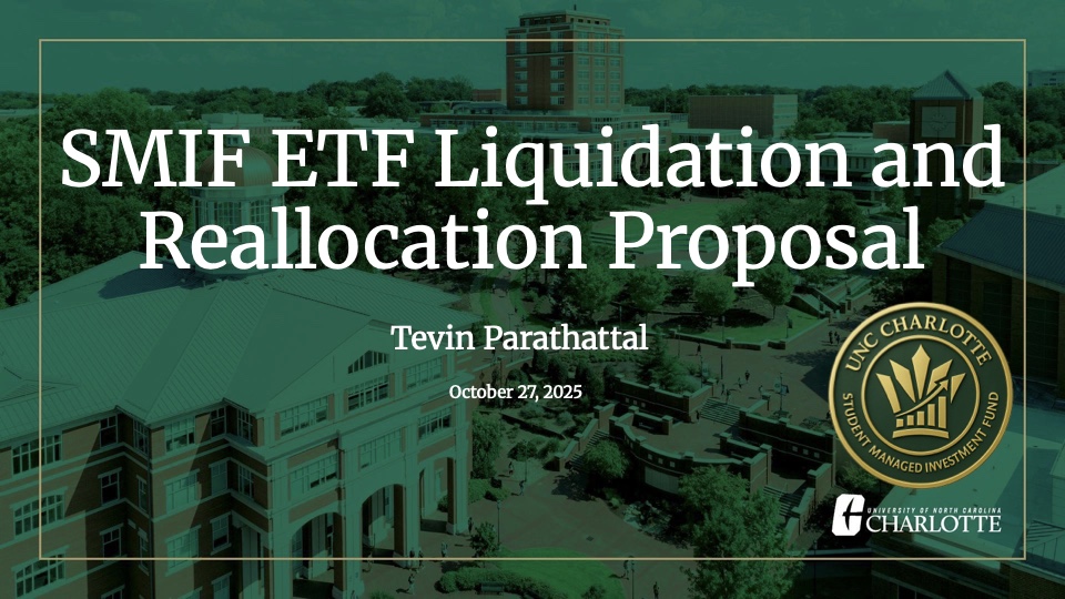 ETF Liquidation and Reallocation Proposal title slide from October 27, 2025