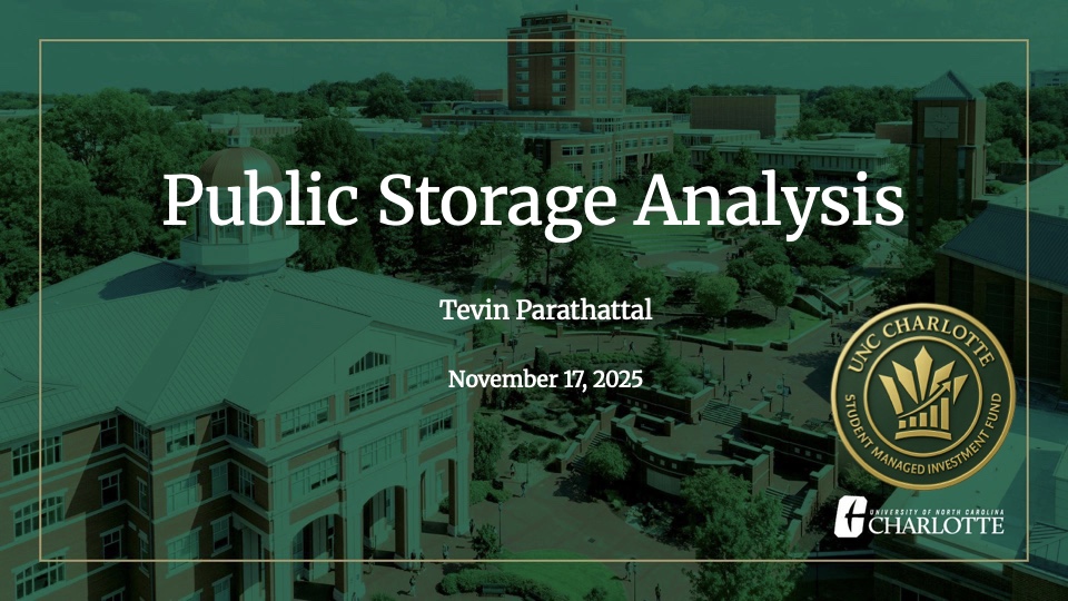Public Storage analysis title slide from November 17, 2025