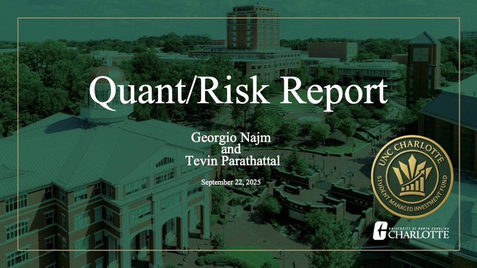 Quantitative Risk Presentation title slide from September 22, 2025