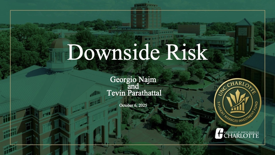 Quantitative Risk Presentation title slide from October 6, 2025