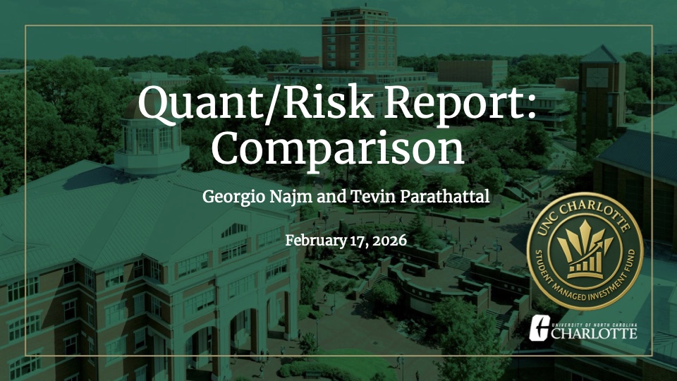 Quantitative Risk Presentation title slide from February 17, 2026